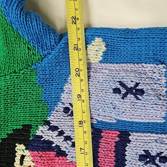 Berek Knit Multicultural Character Crop Sweater 1980's Heavyweight Pima Cotton - Picture 11 of 12